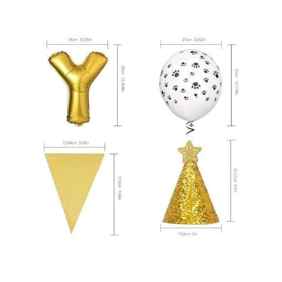 Dog Birthday Party Supplies Paw Print Balloons w Neoprene Padded Collar/Leash - Picture 5 of 12